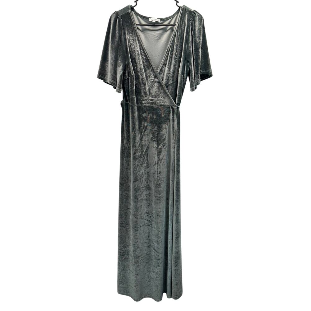 Baltic Born Velvet Wrap Maxi Dress Light Teal Blue large